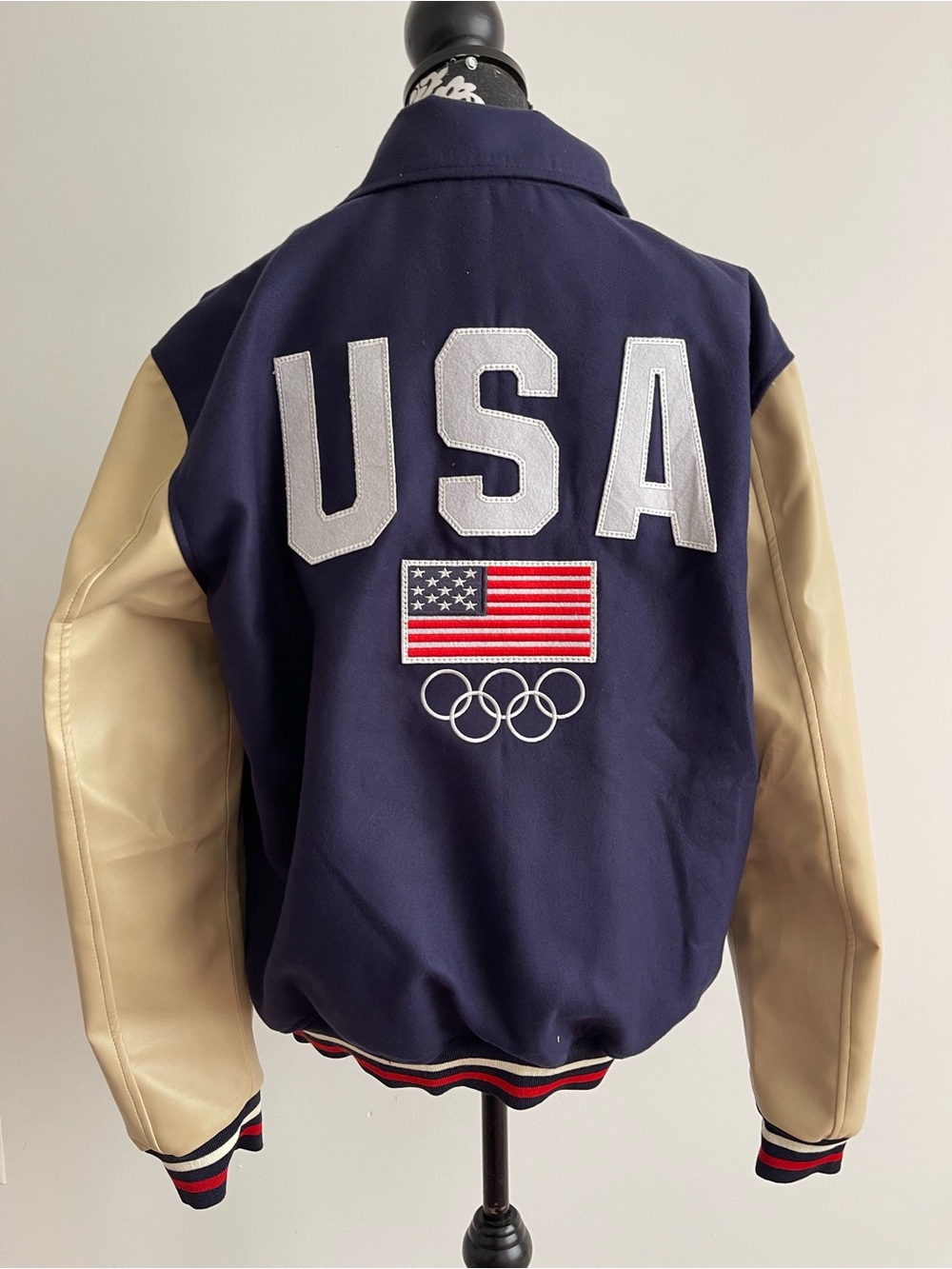 NWT USA Olympic Varsity Jacket in Navy and Cream